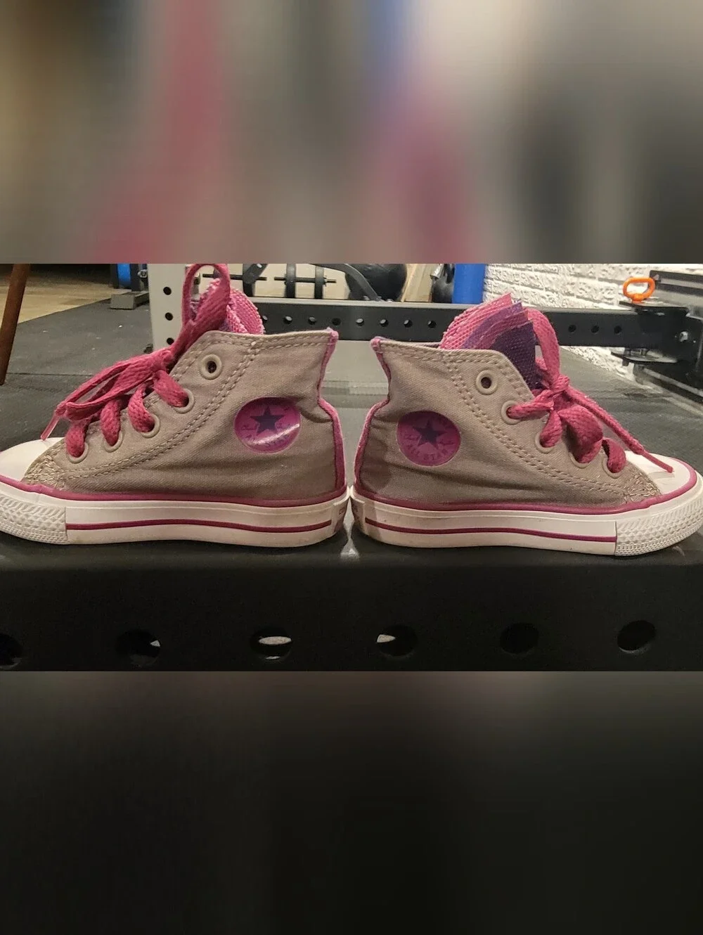 Converse Toddler High-Top Sneakers in Gray, Pink And Purple